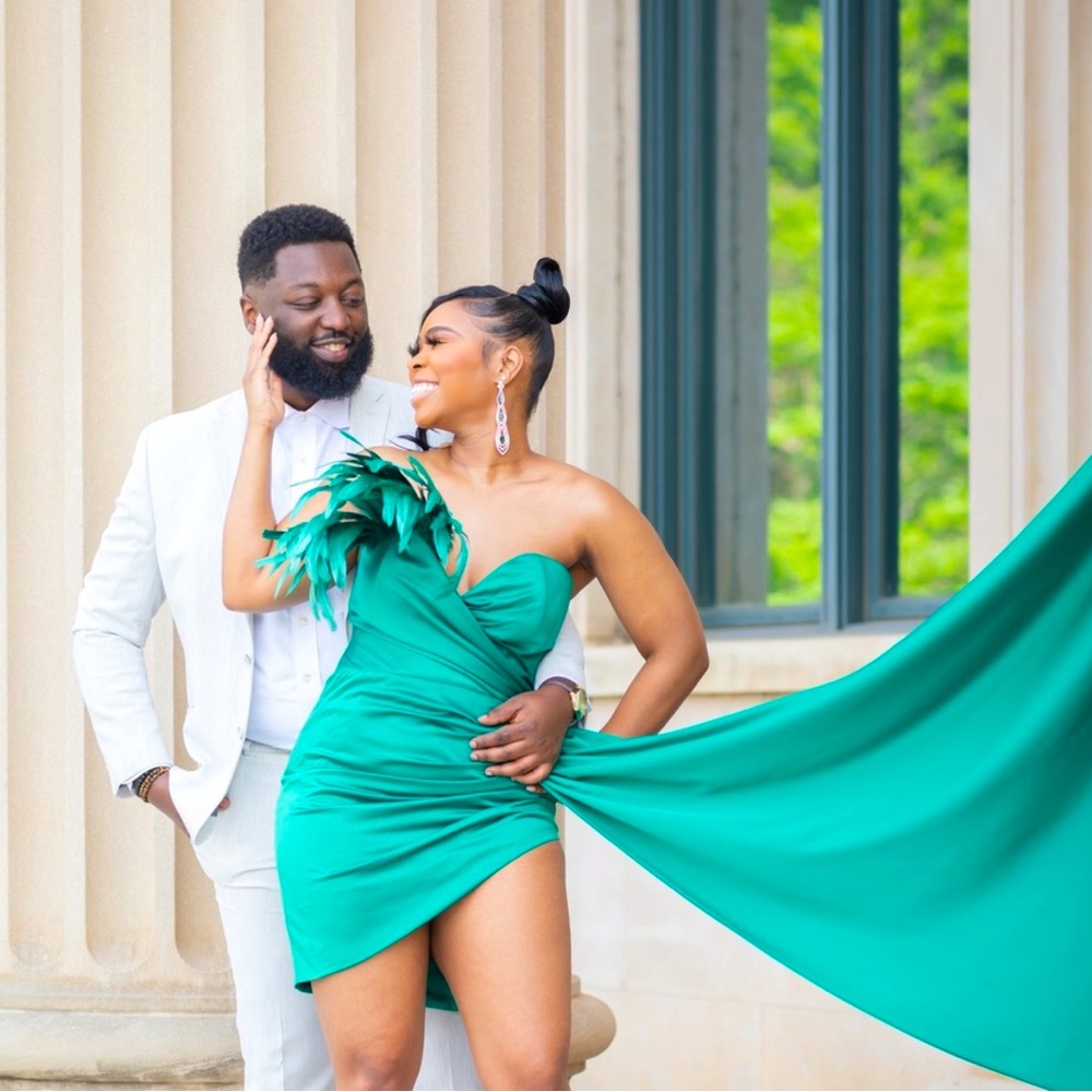 Emerald Green Satin Dress